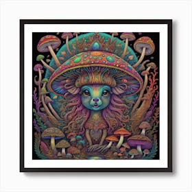 Psychedelic Mushroom Girl 3 Art Print