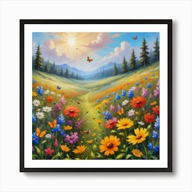 Nature Meadow paintings art print Art Print