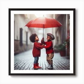 Children And The Rain Art Print