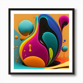 Vibrant Blobs Abstract Art In Bold Colors Art Print