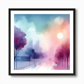 Watercolor Of A City 1 Art Print