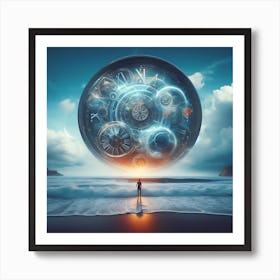 Clockwork Man On The Beach Art Print