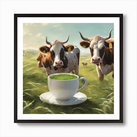 Matcha Cows Art Print