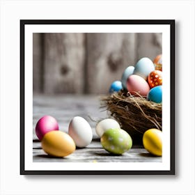 Easter Eggs In A Nest 1 Art Print