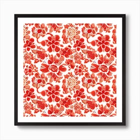 Red Floral Pattern Art Print