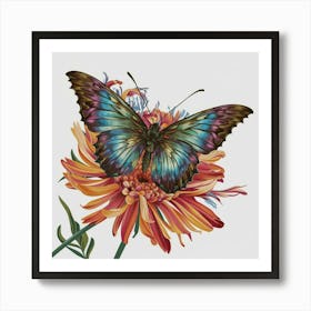 Butterfly On A Flower Art Print