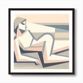 Abstract Woman Laying On The Beach Art Print