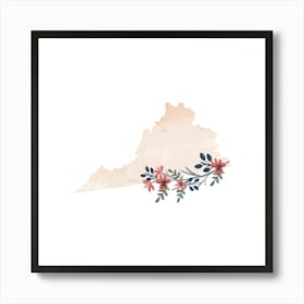 Virginia Watercolor Floral State Art Print