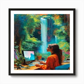 Waterfall In The Forest Art Print