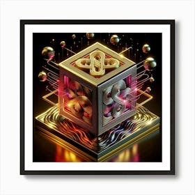 Cube Of Gold Art Print