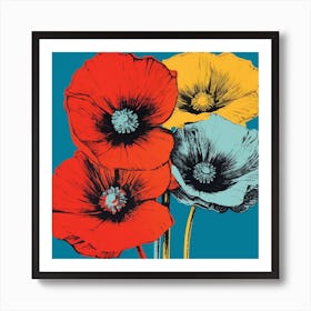 Andy Warhol Style Pop Art Flowers Poppy 1 Square Art Print