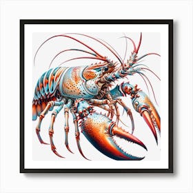 Lobster On Black Background Art Print