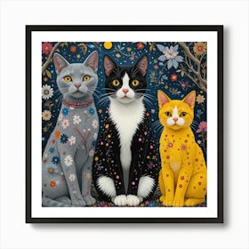 Three Cats Art Print