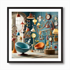 Clocks In A Room Art Print