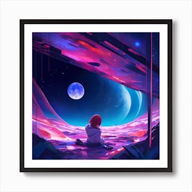 Girl In Space 1 Art Print