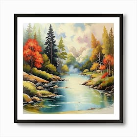 Autumn Landscape Painting 1 Art Print