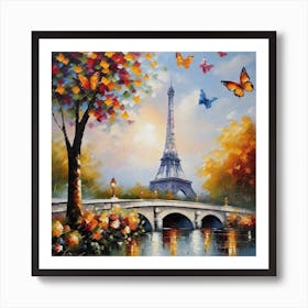 Paris With Butterflies 59 Art Print