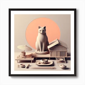 Chinese Cat Art Print