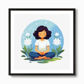 Inner Tranquility Female Meditation Illustration Art Print