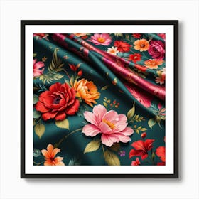 Fabrics With Floral Pattern Background 3 Art Print