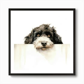 Dog Peeking Over A Wall 7 Art Print