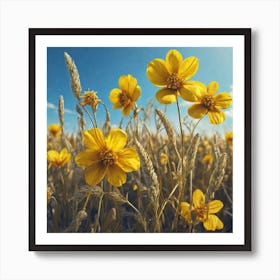 Yellow Flowers In A Field 52 Art Print