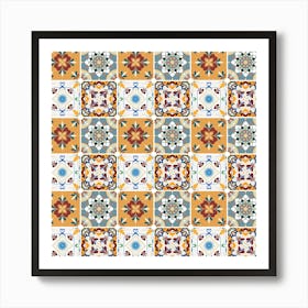 Azulejo - vector tiles, Portuguese tiles 7 Art Print