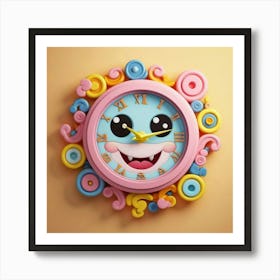 Cute Cartoon Clock Art Print