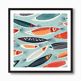 Cheerful Sardine Pattern Art Print