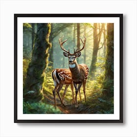 Deer In The Forest 169 Art Print