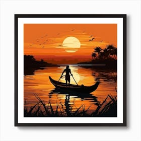 Sunset On The River 1 Art Print