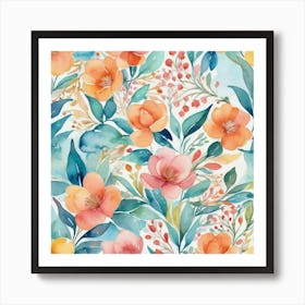 Watercolor Floral Pattern Art Print