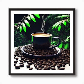 Coffee Cup With Coffee Beans 8 Art Print