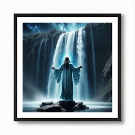 Jesus In The Waterfall 1 Art Print