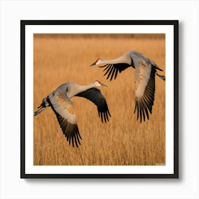 Sandhill Cranes In Flight 1 Art Print