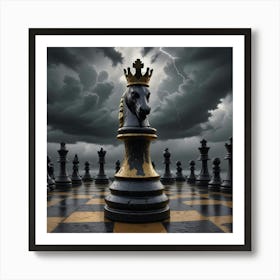 Chess Pieces In Stormy Sky Poster