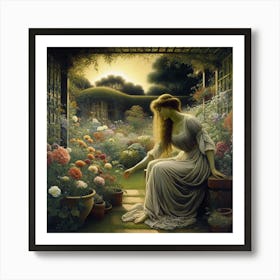 Girl In The Garden 2 Art Print