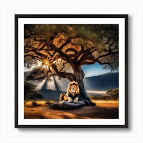 Lion Under The Tree 29 Art Print