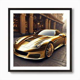 Gold Ferrari 6 Art Print