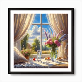 Window With Flowers Art Print