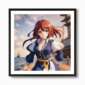 Anime Girl Standing On A Dock Poster