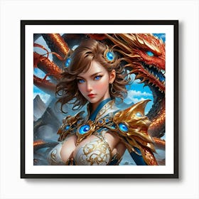 Girl With A Dragon ugh Art Print