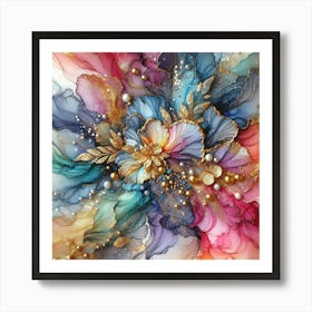 Vibrant Gold Dust Flower Design Art Print