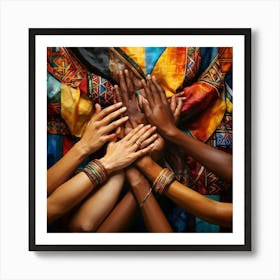 Abstract Painting Capturing The Essence Of Human Rights And Cultural Heritage Showcases Hands Of Di (4) Art Print