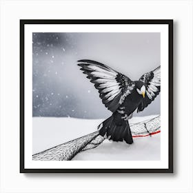 Bird In The Snow abstract Art Print