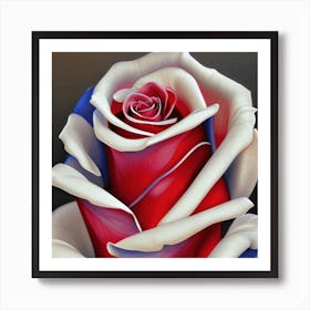 Red White And Blue Rose Art Print