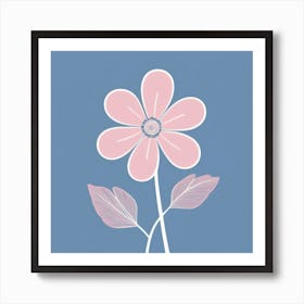 A White And Pink Flower In Minimalist Style Square Composition 83 Art Print