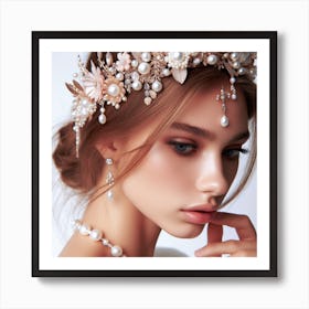 Beautiful Bride With Pearls Art Print