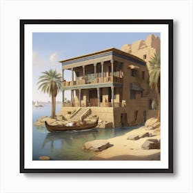 An Egyptian House On The Rever 0 Art Print