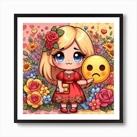 Emoji Girl 6 Art Print